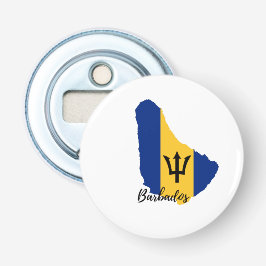 Kaart en vlag van Barbados Button Flesopener