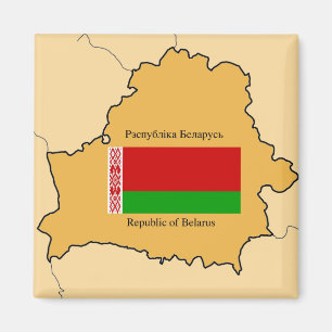 Kaart en vlag van Belarus Magneet