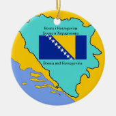 Kaart en vlag van Bosnië-Herzegovina Keramisch Ornament (Voorkant)