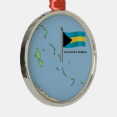 Kaart en vlag van de Bahama's Metalen Ornament (Rechts)