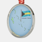 Kaart en vlag van de Bahama's Metalen Ornament (Links)