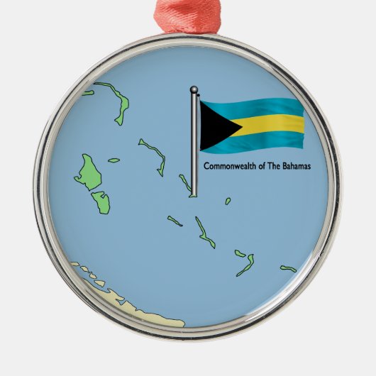 Kaart en vlag van de Bahama's Metalen Ornament (Voorkant)