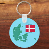 Kaart en vlag van Denemarken Sleutelhanger (Voorkant)