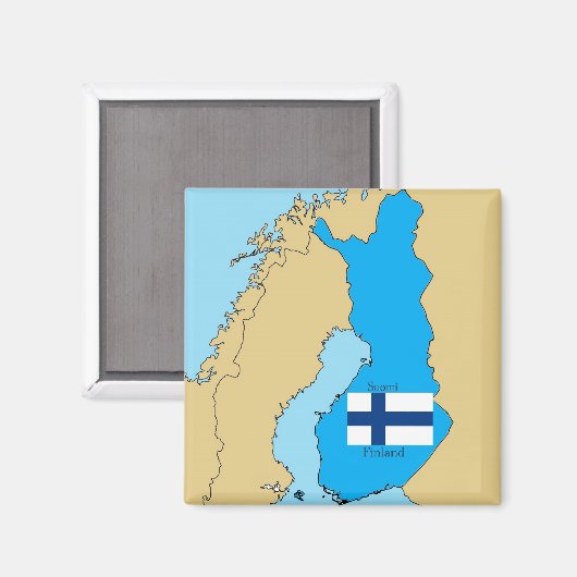 Kaart en vlag van Finland Magneet (Voorkant / Achterkant)