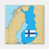 Kaart en vlag van Finland Magneet (Voorkant)