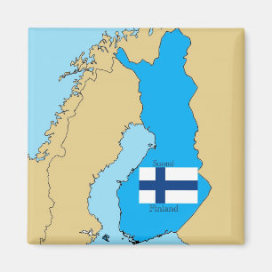 Kaart en vlag van Finland Magneet