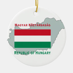 Kaart en vlag van Hongarije Keramisch Ornament