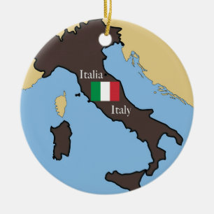 Kaart en vlag van Italië Keramisch Ornament