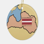 Kaart en vlag van Letland Keramisch Ornament (Links)