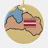 Kaart en vlag van Letland Keramisch Ornament (Achterkant)