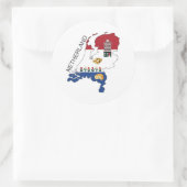 Kaart en vlag van Nederland Ronde Sticker (Tas)