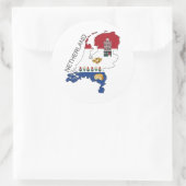 Kaart en vlag van Nederland Ronde Sticker (Tas)