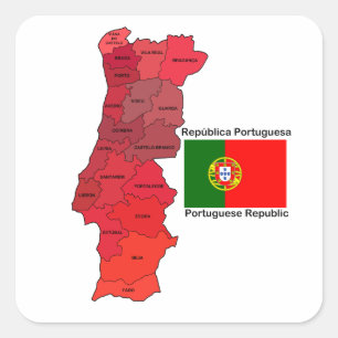 Kaart en vlag van Portugal Vierkante Sticker