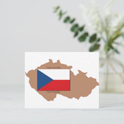 Kaart en vlag van Tsjechië (Staand voorkant)