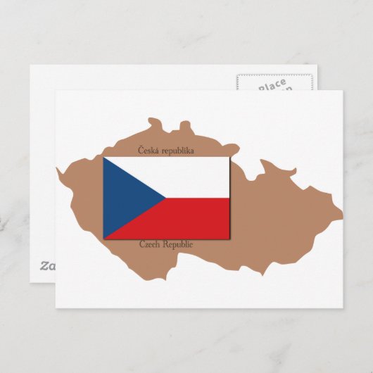 Kaart en vlag van Tsjechië (Voorkant / Achterkant)
