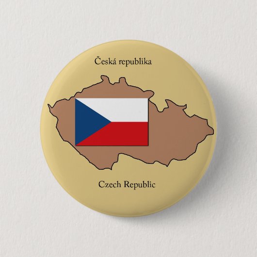 Kaart en vlag van Tsjechië Ronde Button 5,7 Cm (Voorkant)