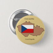 Kaart en vlag van Tsjechië Ronde Button 5,7 Cm (Voorkant /achterkant)