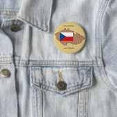 Kaart en vlag van Tsjechië Ronde Button 5,7 Cm (In situ)
