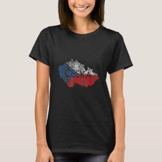 Kaart en vlag van Tsjechië Souvenir  Gedistresseer T-shirt