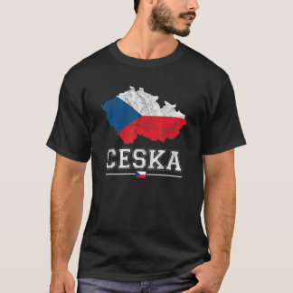 Kaart en vlag van Tsjechië Souvenir  Vervallen C T-shirt