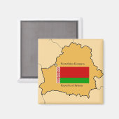 Kaart en vlag van Wit-Rusland Magneet (Voorkant / Achterkant)