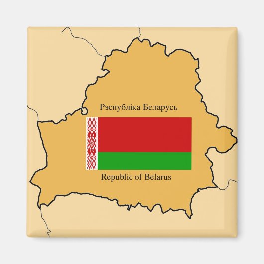 Kaart en vlag van Wit-Rusland Magneet (Voorkant)
