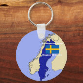 Kaart en vlag van Zweden Sleutelhanger (Voorkant)