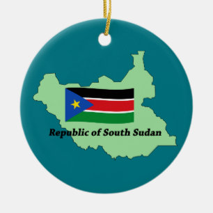 Kaart- en vlaggenrepubliek Zuid-Sudan Keramisch Ornament