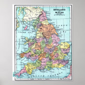 kaart - Engeland en Wales Poster (Voorkant)