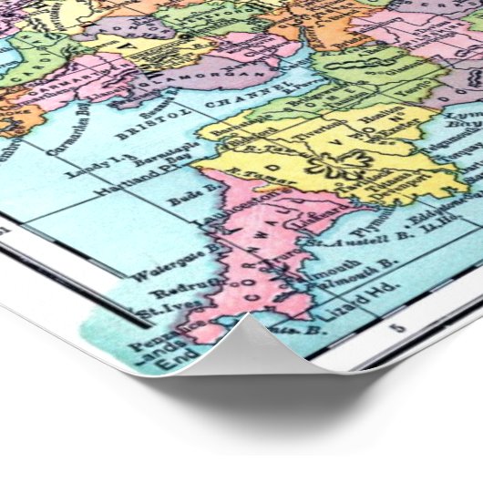 kaart - Engeland en Wales Poster (Hoek)