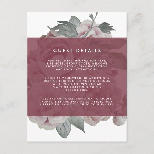Kaart Engels Garden Wedding Details | Marsala (Voorkant)
