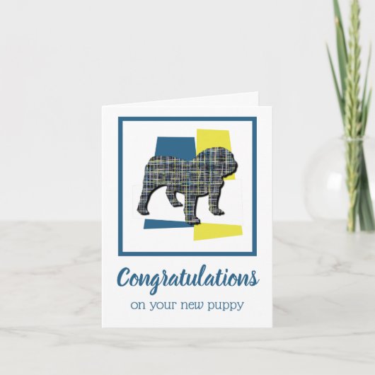 Kaart Engelse Bulldog Puppy Dog Gefeliciteerd (Voorkant)