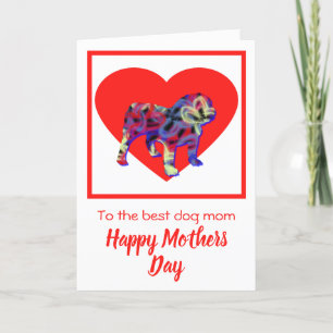 Kaart Engelse Bulldog Red Heart Moederdag