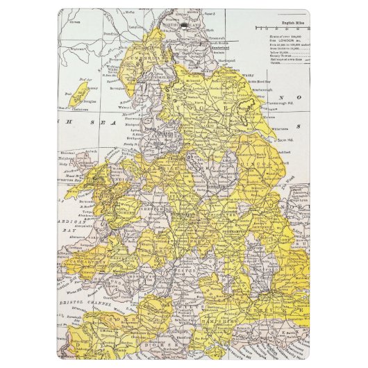KAART: ENGLAND EN WALES KLEMBORD (Achterkant)
