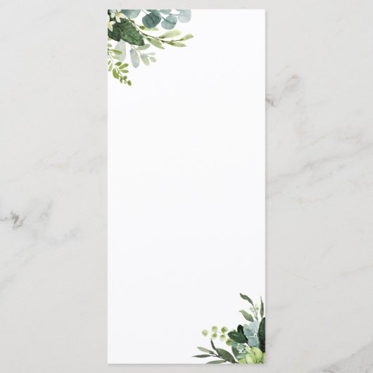 Kaart Eucalyptus Green Foliage Menu (Achterkant)