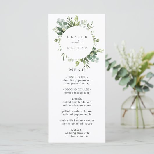 Kaart Eucalyptus Green Foliage Menu (Staand voorkant)