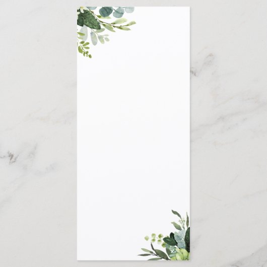 Kaart Eucalyptus Green Foliage Menu (Achterkant)