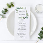Kaart Eucalyptus Green Foliage Menu<br><div class="desc">Deze menukaart bevat geschilderde waterverf eucalyptus,  groene bladeren en een vierkant lijst. Voor meer geavanceerde aanpassing van dit ontwerp,  te klikken gelieve de "meer"verbinding aanpassen. Overeenkomende objecten zijn ook beschikbaar.</div>