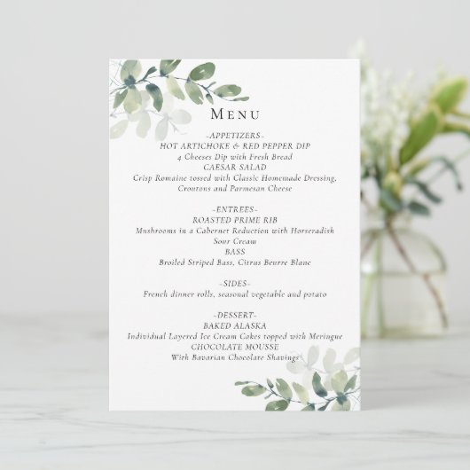 Kaart Eucalyptus Wedding Menu (Staand voorkant)