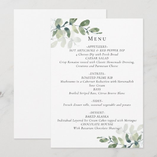 Kaart Eucalyptus Wedding Menu (Voorkant / Achterkant)