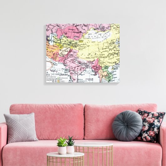 KAART: EUROPA IN AZIË CANVAS AFDRUK (Insitu (Woonkamer))