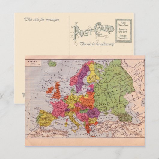  kaart, Europa rond 1920 Briefkaart (Voorkant / Achterkant)