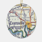kaart Evansville Indiana Keramisch Ornament (Links)