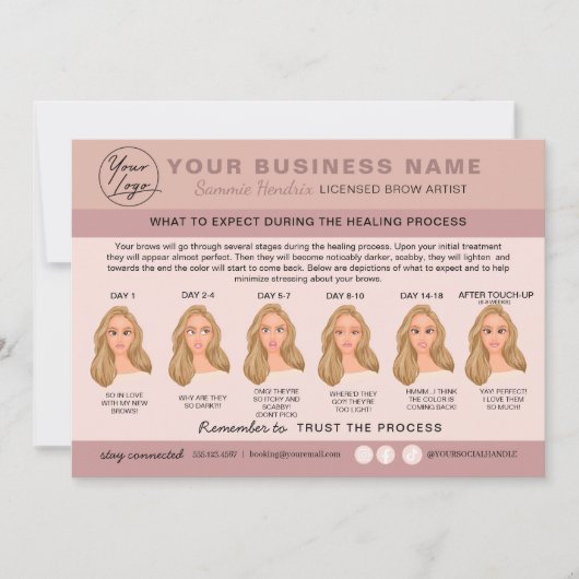 Kaart Eyebrow Microblading Aftercare Instructions (Voorkant)