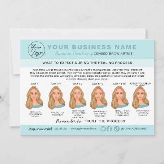 Kaart Eyebrow Microblading Aftercare Instructions (Voorkant)