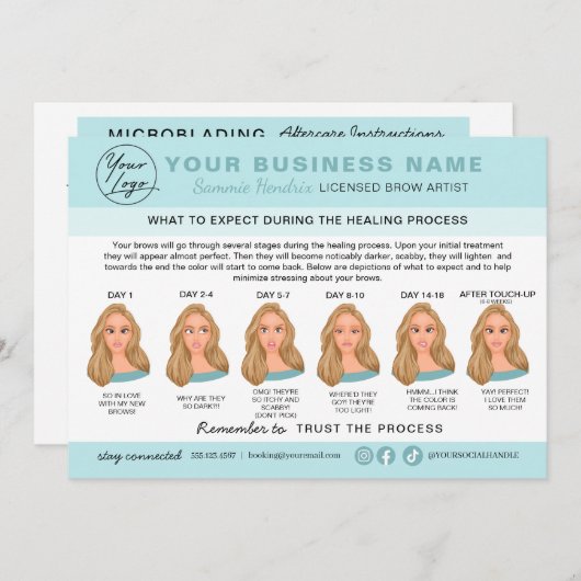 Kaart Eyebrow Microblading Aftercare Instructions (Voorkant / Achterkant)