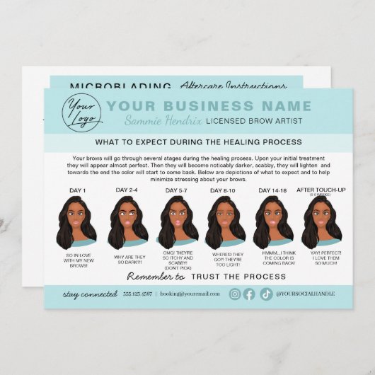 Kaart Eyebrow Microblading Aftercare Instructions (Voorkant / Achterkant)