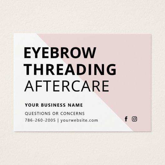 Kaart Eyebrow Threading Aftercare Instructies (Voorkant)