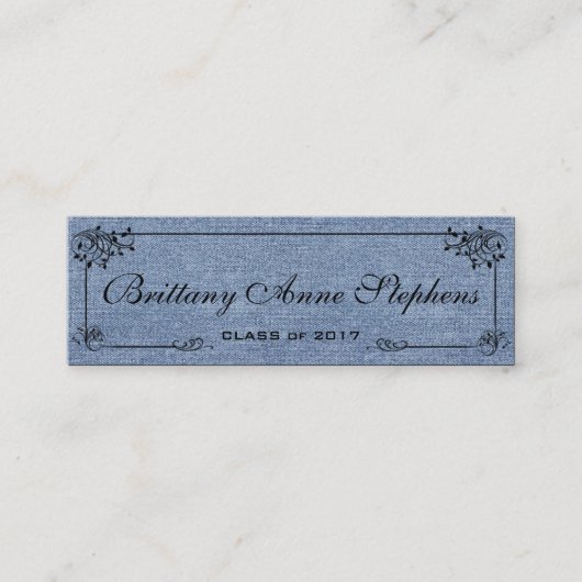 Kaart Faded Denim-Afstuderen naam invoegen Contactkaartje (Voorkant)