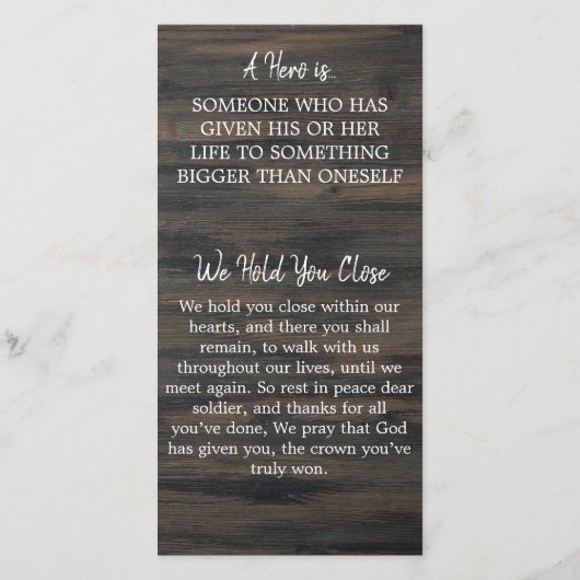 Kaart Fallen Soldier - Militaire Memorial (Achterkant)